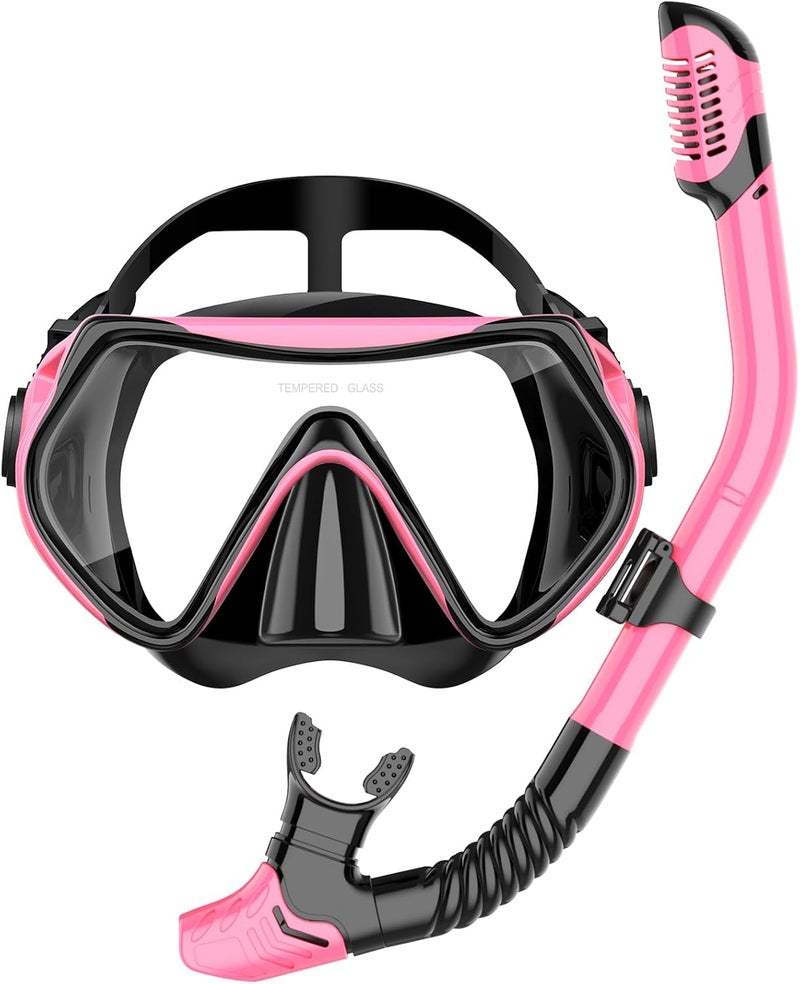 SOLAVA Snorkeling Gear for Adults, Snorkel Set Scuba Diving mask Dry-Top, Adult Swimming Goggles with Nose Cover, HD Tempered Glass Panoramic Anti-Leak Anti-Fog - Image 1